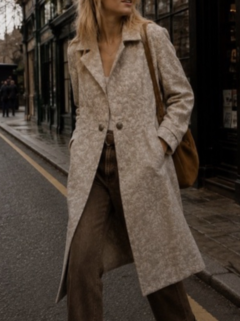 🇨🇦JONES NEW YORK JACQUARD BROCADE LONG COAT ORNATE BUTTONS